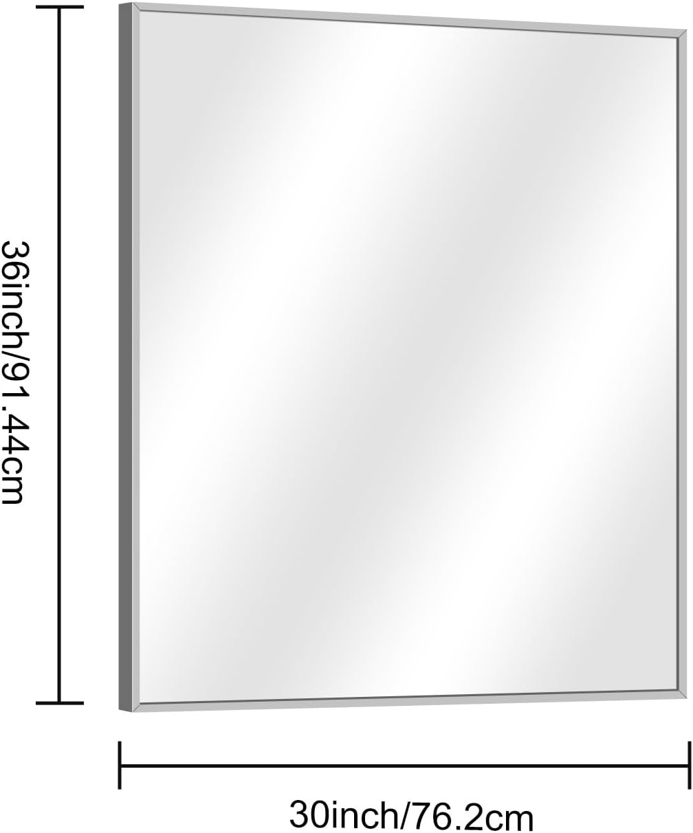DESBING 30" x 30"Bathroom Mirror, Silver Rectangle Corner Wall Mirror with Metal Frame, Decorative Rectangular Vanity Mirror for Bedroom Bathroom Living Room Entryway (Horizontal/Vertical) image 5