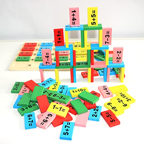 Yeitiady Wooden Dominoes Toys For Kids,110Pcs Colorful Dominos Kit,Basic Calculation Educational,Answer Board With Domino Set Family Games Gift For Children Preschool #TOP2