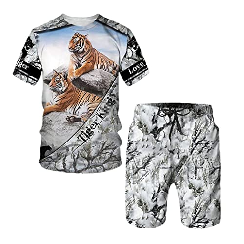 T-shirt tigre 3D et short de sport pour vos vacances d été