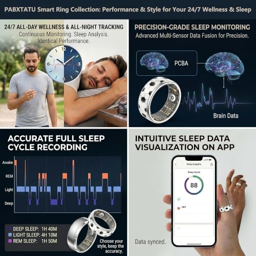 Image of Smart Ring with Gesture Control for Video Scrolling & Camera Remote Shutter, Fitness Tracker Ring with Heart Rate Sleep Blood Oxygen Monitor, IP68 Waterproof, 20-Day Standby, No Subscription