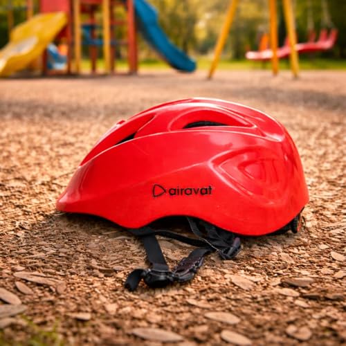 Image of Airavat 7510 Zippy Kids Protective Set Including Helmet Along with Knee Pads, Elbow Pads & Palm Guards (Red)