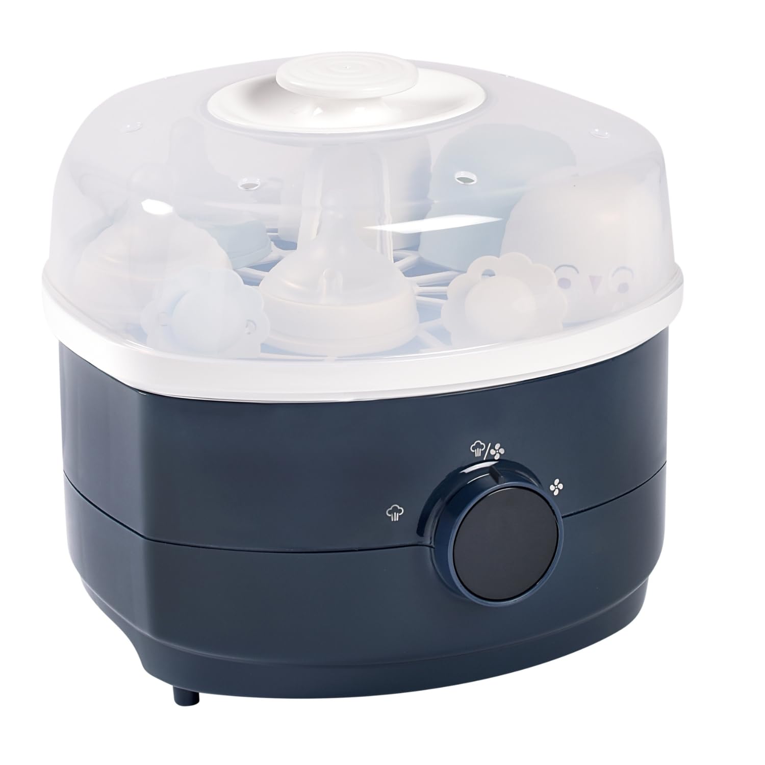 Béaba Esterilizador Secabiberones y Accesorios 2 en 1, 2 Compartimentos, 3 Modos, Elimina el 99.9% de las Bacterias, Gran Capacidad, Sin Filtro, Modular, Sencillo y Rápido, Steril'n'Dry, Azul Noche