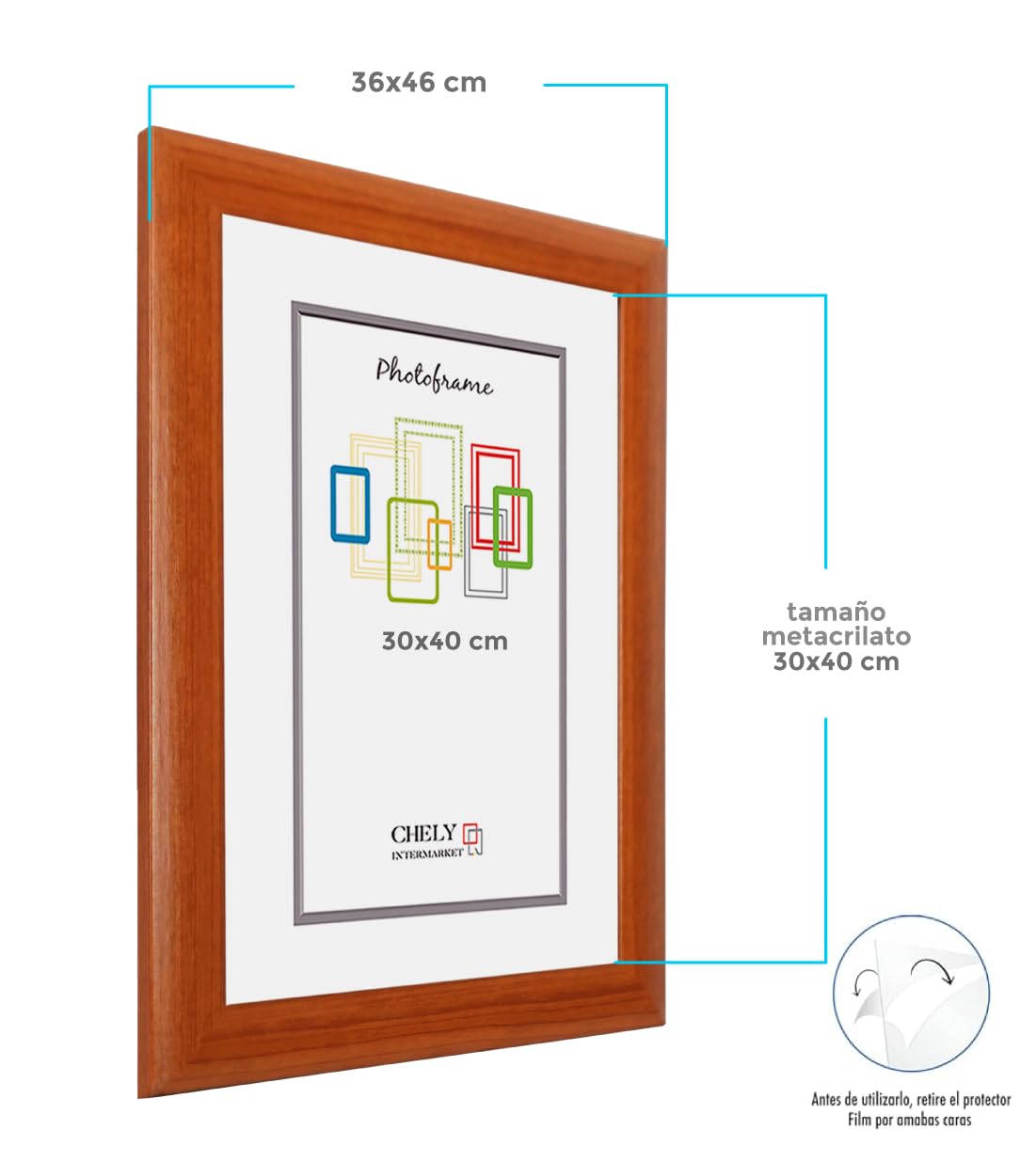 CHELY INTERMARKET MOD257 Marco Fotos Pared 30X40Cm Cerezo Pack 4 Unidades Madera Elegante Marcos Para Cuadros Marcos Fotos Grandes Marcos Pared Hogar Oficina Diploma Certificados Decoracion Interior