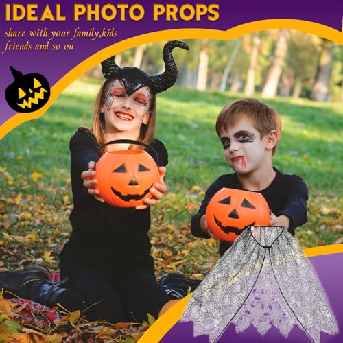 Halloween Spinnenkostüm für Kinder,Jungen Schwarzer Spinnennetz Tüll Verkleidung Kostüm,Hexe Spinne Umhang Kostuem,Spider Poncho Spinnenumhang Costume,für Karneval Kinderkostüm Spinnen Cape (88CM)