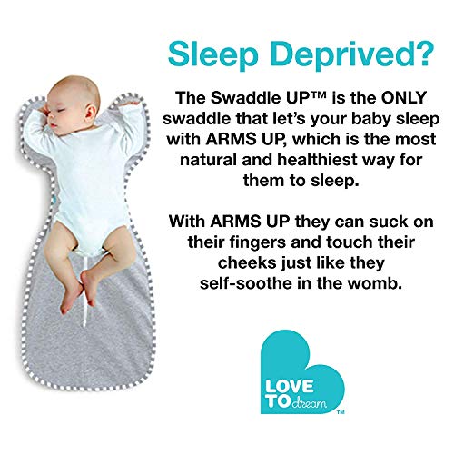 Image of Love To Dream Swaddle UP, Baby Sleep Sack, Twin Zipper For Easy Diaper Changes, Arms UP Position, Hip-Healthy, Lightweight & Breathable, Sleeping Bag, Moderates Ideal Temps, 1-3 M, Olive Stars & Moon