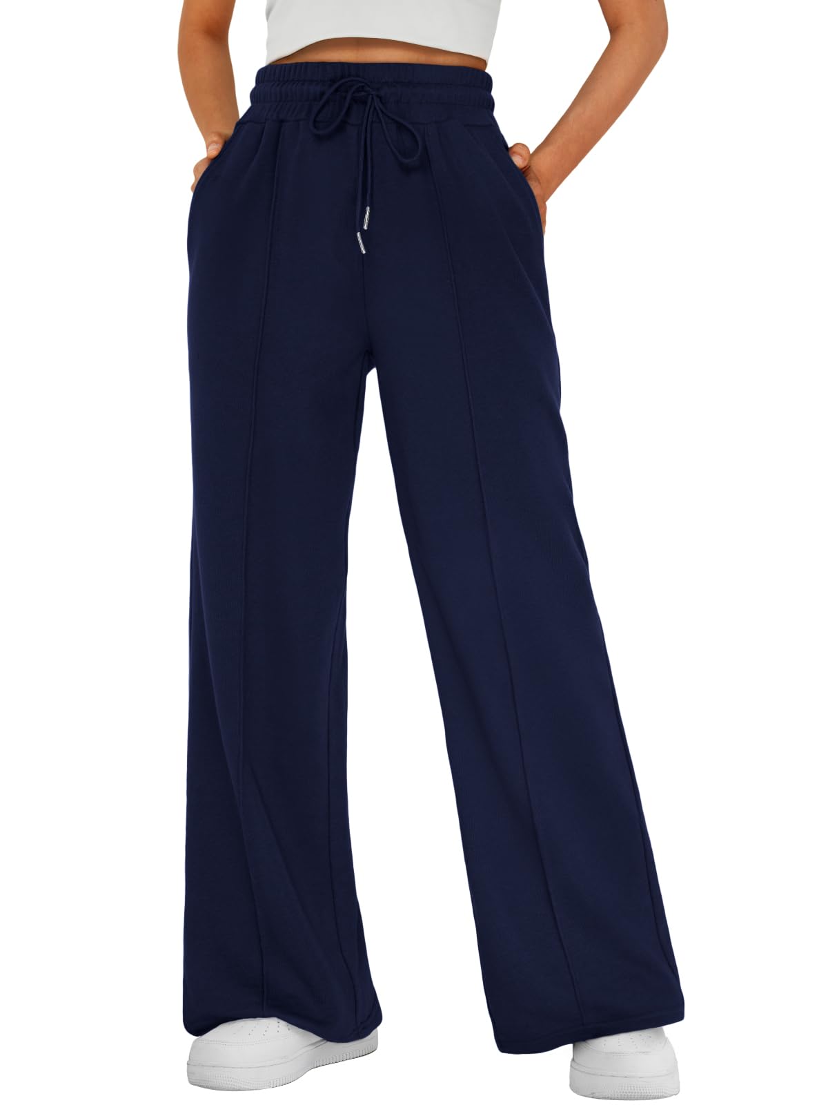 AUTOMET Womens Wide Leg Sweatpants High Waisted Baggy Pants Drawstring Athletic Joggers