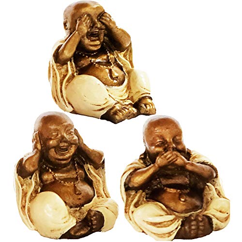 Tres Budas Sabios y Monje Set 3 Blanco
