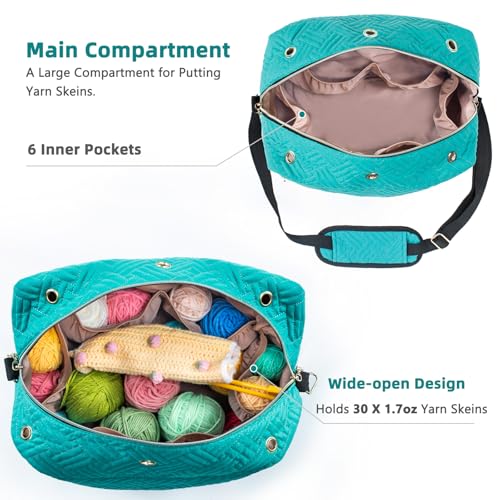 MYBAGZING Crochet Bag Organizer - Knitting Bag - Yarn Storage Organizer - Yarn Bag for Crocheting - Yarn Holder for Crochet Accessories, Knitting Needles, Crochet Hooks, Crocheting & Knitting Gifts,