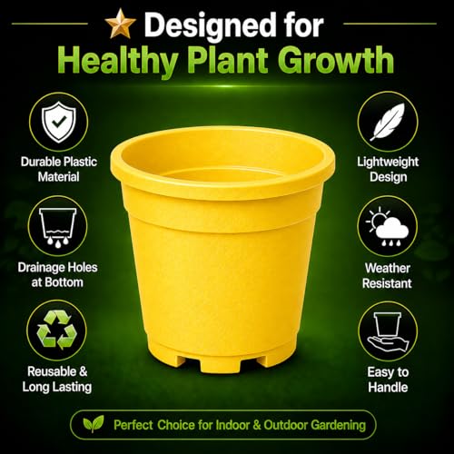 Image of Indian Gardens - 4 inch Indoor (Pack of 10) Plastic Small Colour pots | Plastic Plant Pot for Terrace Garden (Yellow)