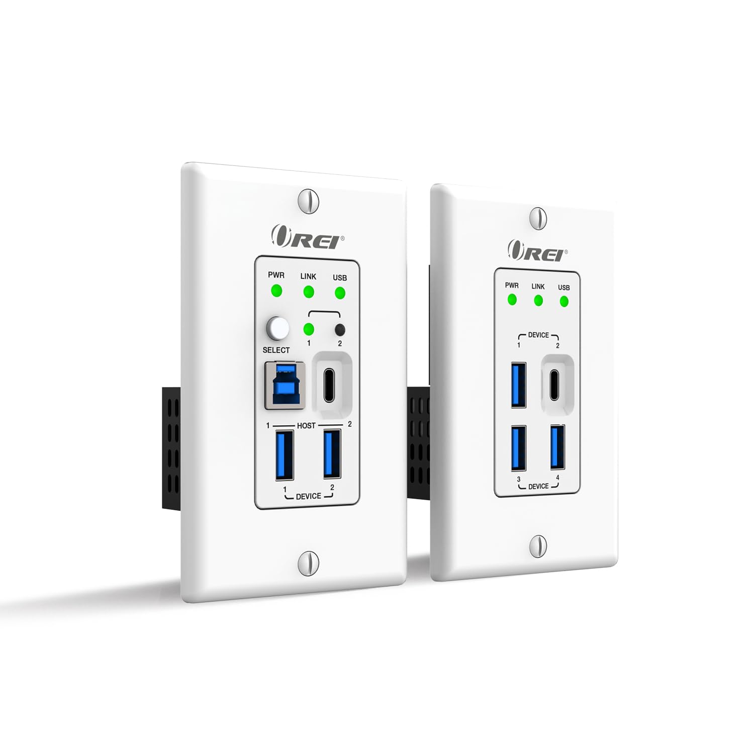 OREI USB 3.2 Wall Plate Over Ethernet HDbaseT Cat6 Extender LAN Upto 330 Feet - Dual Host Extends USB-C/USB-B Signal Over Ethernet - Power Over Cable-image-13