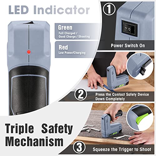 Image of WORKPRO 2-in-1 Electric Cordless 3.6V Power Staple and Nail Gun, 2.0Ah Battery Powered Stapler for Upholstery, Carpentry, Crafts, DIY, Including USB Charger Cable, 2000PCS of Staples and Nails, Grey