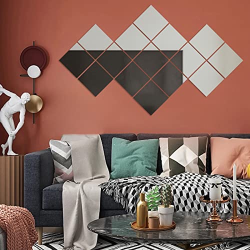 Kroshine Mirror Wall Stickers Square Self Adhesive Wall Tiles 15Pcs For Bedroom Living Room Peel And Stick Mirror Decals Acrylic Diy Wall Panels (Silver 15 X 15 Cm) #TOP4