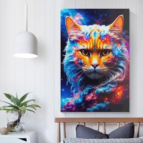 LBLmoney Stampa artistica su tela con gatto caotico per camera da letto, soggiorno, opere d'arte moderna, decorativa, bagno, cucina, casa, 20x30 cm (08x12 pollici)