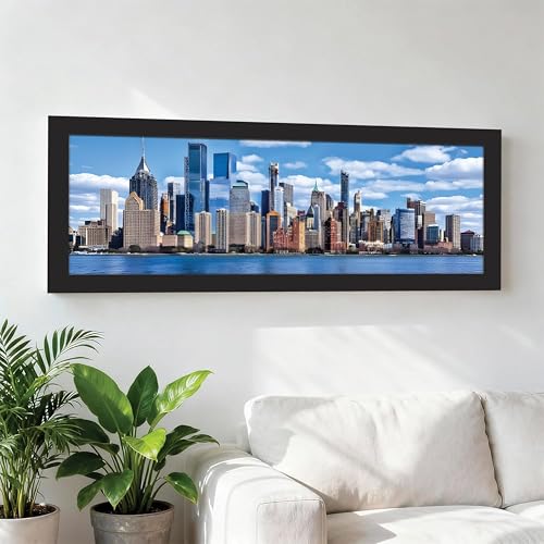 Image of PAINTINGMANTRA New York City Skyline Sea View Wall Art Framed Luxury Paintings for Home Decoration, Living room, Bedroom and Office Decoration (99x38 CM)