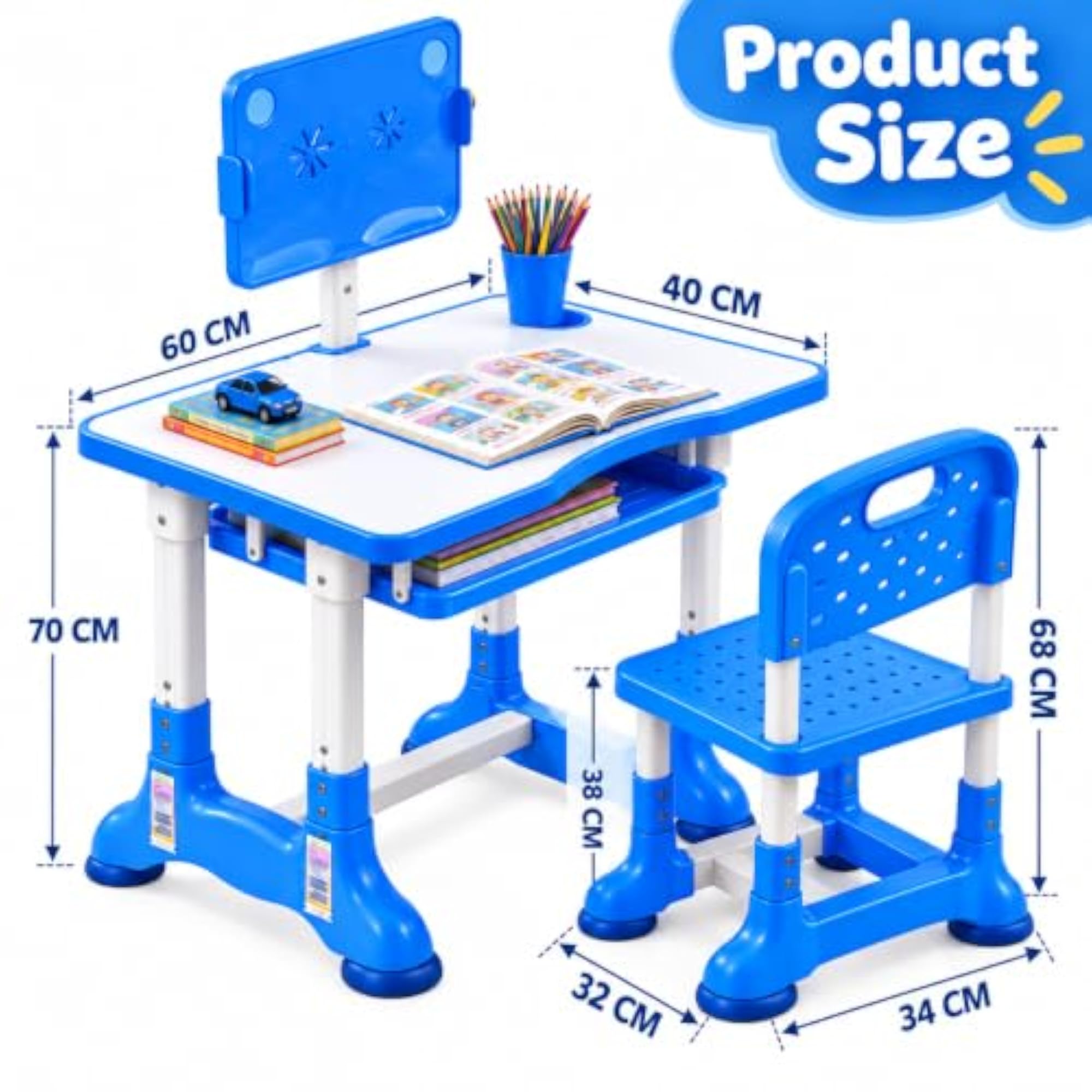 Kids Height Adjustable Study Table and Chair Set