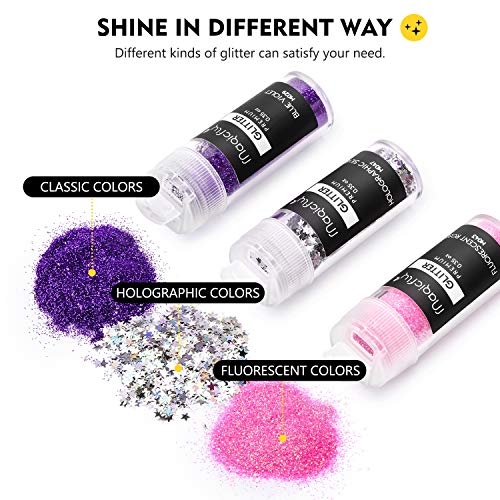Glitzerpulver, Magicfly 50 x 10g Glitzer Farben Glitter Set für Basteln Feine Glitzerpulver für Nägel, Gesicht zum… – Bild 4
