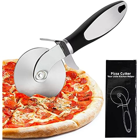 Pizzaschneider, Pizzaroller Pizza Cutter Schneider Schneidemesser mit Edelstahl Scharfem Schneiderad, Groß Pizzarad Pizzamesser Teigschneider Spülmaschinenfest Cover