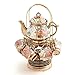 Price comparison product image Gold Plated Red Rose Ceramic Tea Set, Vintage Tea Set with Teapot, Beautiful Tea Set Coffee Serving 6 People (Golden, Large)