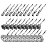 30 Pieces Stainless Steel Wire Brushes, Mini Wire Brush Polishing Wheel Kits for Dremel Rotary Tools (1/8 Inch Mandrel)