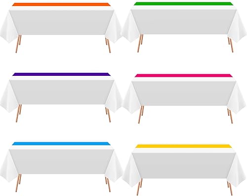 Miniatura 9 de Oudain Manteles de plástico desechables de Navidad de 54 x 108 pulgadas, para mesas rectangulares, impermeables, para Navidad, bodas, cumpleaños,