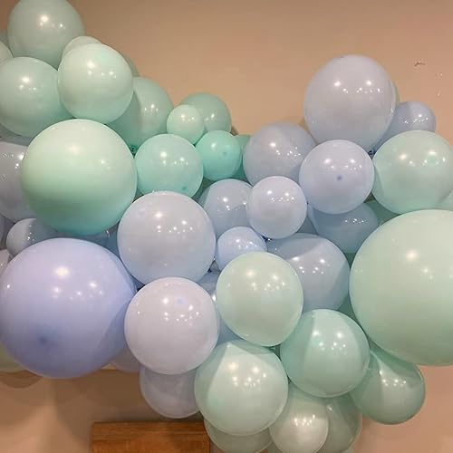 Miniatura 3 de Globos azules y verdes, juego de 60 globos de color azul claro verde menta con confeti dorado metálico, globos dorados metálicos de 12 pulgadas para