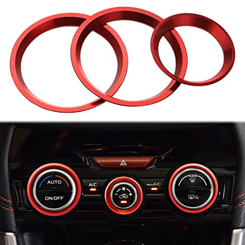 for Subaru AC Climate Control Knob Outer Ring Covers Volume Control Switch Trim for Subaru Forester 2019-2022 Crosstrek 2018-2022 Impreza 2017-2022 Interior Conditioning Accessories (Red 3 Pcs)