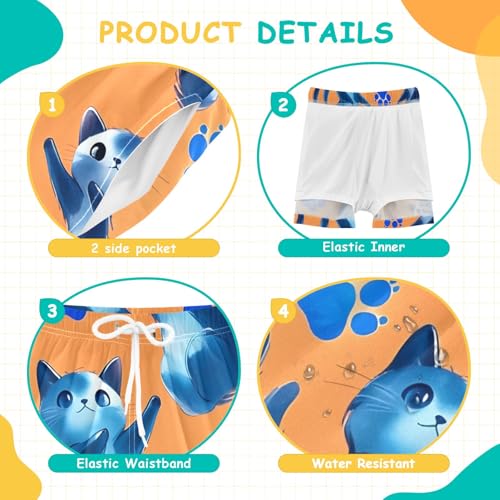 Bolaz Toddler Boys Swimwear Swim Trunks with Compression Liner 4T Kitten Orange4