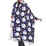 USMEISANSHI Lindo chal de yoga con diseño de aguacate y cachemira, suave con borlas, chal cálido, Ovejas, 77 x 27 inches