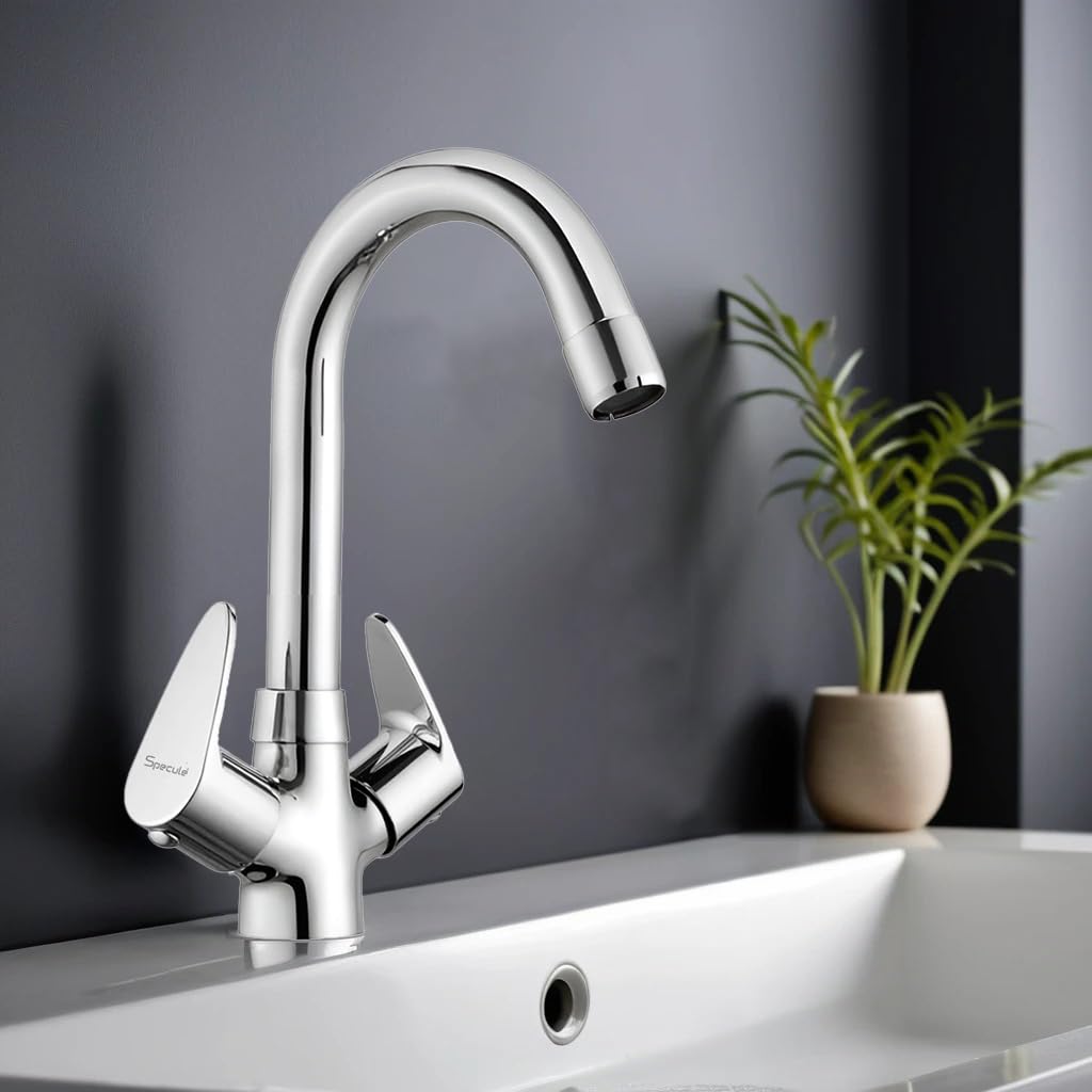 Spectra Bathrooms Brass Center Hole Basin Mixer Faucet | Chrome Plated Finish | 180° Rotatable|Basin Tap | Provision for Hot & Cold Water-image-15