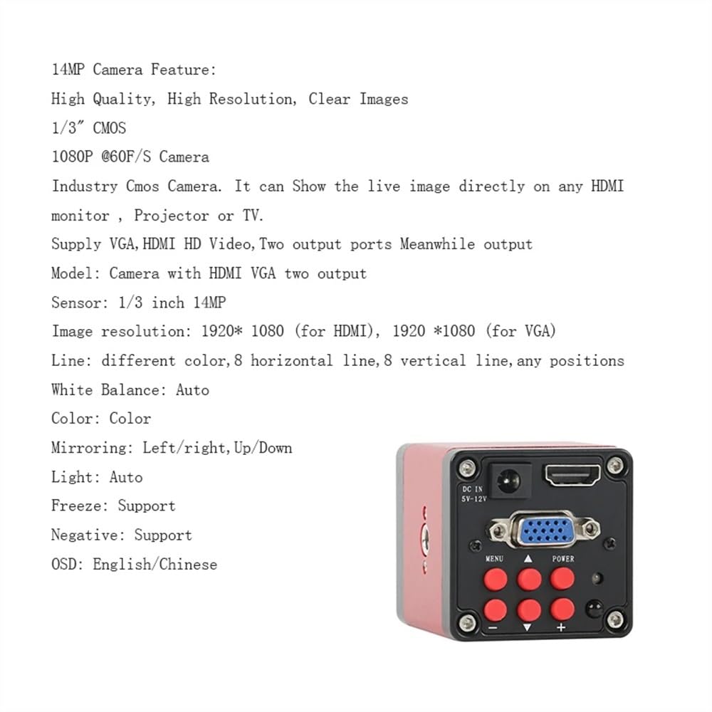 Akcesoria do mikroskopów Zestaw HDMI VGA 14MP Kamera mikroskopowa Ciągły zoom 100X Złącze C do narzędzi do naprawy telefonu do lutowania Niezawodna trwałość i wydajność
