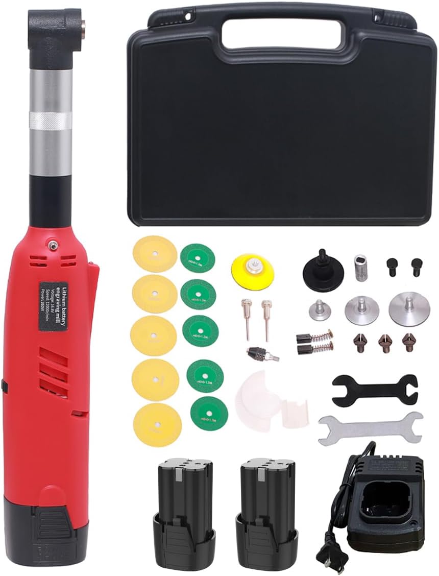 360W Cordless Die Grinder Sander Polisher Grinding Tool for Contour Grinding, Cutting, Engraving, Polishing, Milling, 5 Variable Speeds, 12000 RPM, with Lithium Ion Batteries and Charger