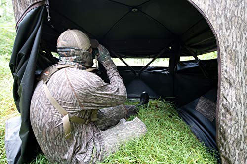 Alps Outdoorz Deception Pop Up Hunting Blind Featuring Unique Small Footprint Four Hub Design, Wide Windows With Silent Open, Extra Large Easy Access Door, Mossy Oak Bottomland #TOP7