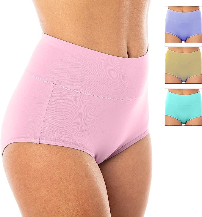 Women's High Waisted Underwear,Soft Stretch Cotton Panties,Moisture Wicking Briefs,Regular&Plus Size 4XL(Pack of 3) Assorted-picture-14