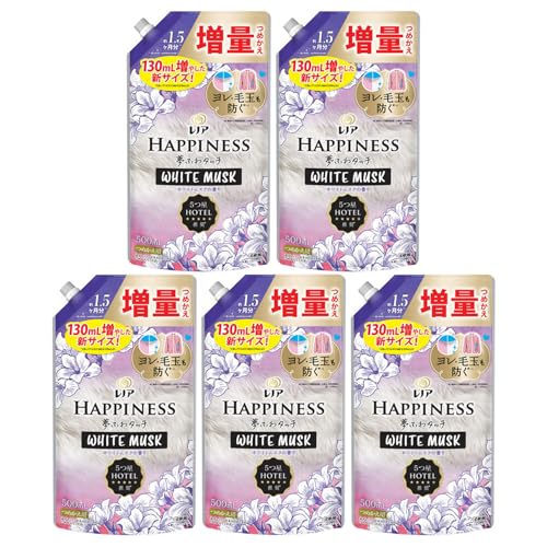 【まとめ買い】 レノアハピネス 夢ふわタッチ リラックスナイトホワイトムスクの香り つめかえ用 増量サイズ P&G × 5個