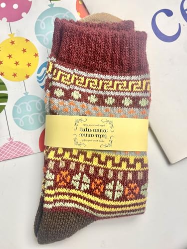 Men's Pattern Aesthetic Alt Wool Socks 5 Pairs Fairycore Thermal Warm Boot Socks Vintage Indie High Ankle Socking4