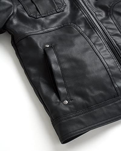 URBAN REPUBLIC Boys Leather Jacket – Casual Sherpa Lined Hooded Faux Leather Jacket – Boys Outerwear Jackets (Size: 8-20)4