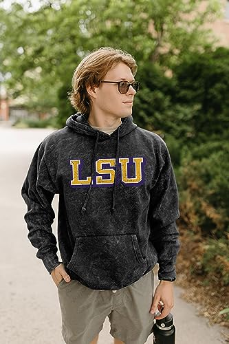 LSU Tigers NCAA Officially Licensed Mineral Wash Hooded Sweatshirt Prominent Vintage Large