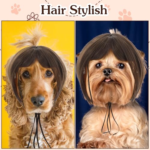 Molain 1 Stück Haustier Perücken mit verstellbaren Riemen, Lustige Hunde Katzen Cosplay Perücke Hundekostüm Weihnachten Perücken Band für Kleine Mittelgroße Hunde Perücken Weihnachten Dekorationen