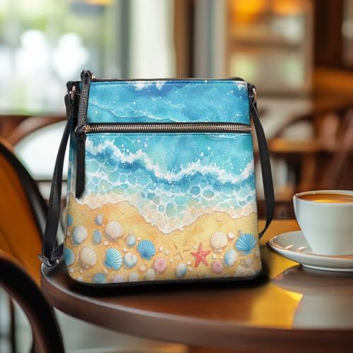 Image of Leather Purses for Women, Leather Hobo Bags for Women Travel Sling Purse Triple Zippered Pockets Shoulder Bag