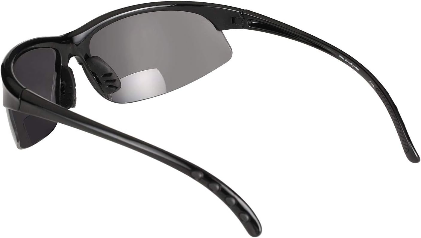 Mass Vision The Allstars 3 Pair of our Most Popular Bifocal Sport Wrap Unisex Sunglasses (POLARIZED - Black, 2.5)