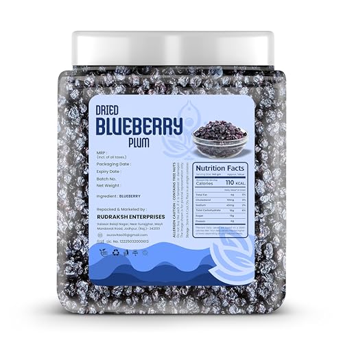 Image of Auravita Premium Dried Blueberry Plum 1kg | Whole & Naturally Sweet | Ideal for Baking, Toppings & Snacking Jar Pack Of 1