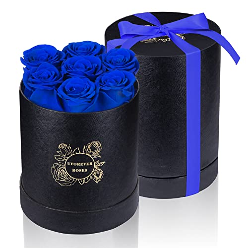 Uforever Roses Preserved Roses In A Box Mothers Day Rose Valentines Day Gifts For Her, Real Roses That Last A Year And More, Christmas Day, Birthday Day (Royal Blue) #TOP29