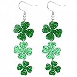 St. Patrick's Day Green Shamrocks Clover Lucky Grass Earrings for Women,Good Luck Dangling Earrings,Irish St. Patrick's Day Decorations Accessories.