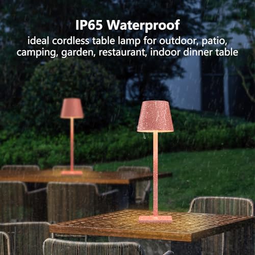 Image of Yogaret Pink Cordless Table Lamp Set of 2 for Patio Restaurant Home Dinner Dining