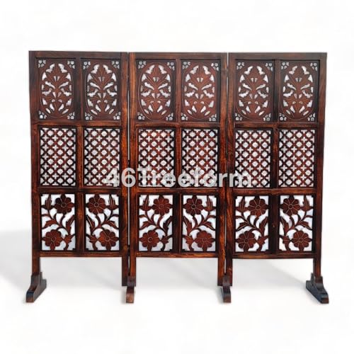 Image of Wooden Room Partition /Screen /Room Divider /Room Separator for Livng Room Bedroom Home Office Restarurant Hallway 20Inches Wide (3 Panel 4 Feet with Stands)