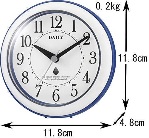 Reloj de pared analógico Rhythm 4.6 in plástico azul miniatura 5
