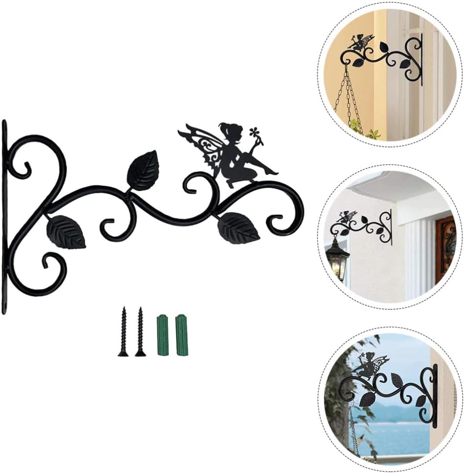 YARNOW Fairy Metal Hanging Plant Bracket Outdoor Wall Hook Iron Plant Hanger Decorative Farmhouse Lantern Bracket for Mason Jar Sconces Bird Feeder