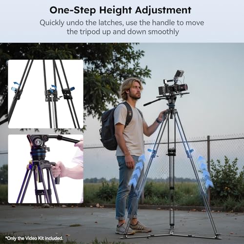 image for SIRUI SQ75 Carbon Fiber Video Tripod with Hydraulic Fluid Head, 70.1