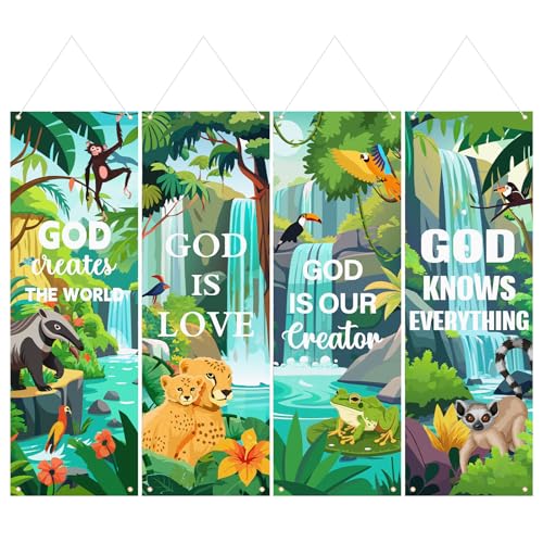 Gilprop 4 Pcs Rainforest Falls Church Banner VBS 2026 72x24 in