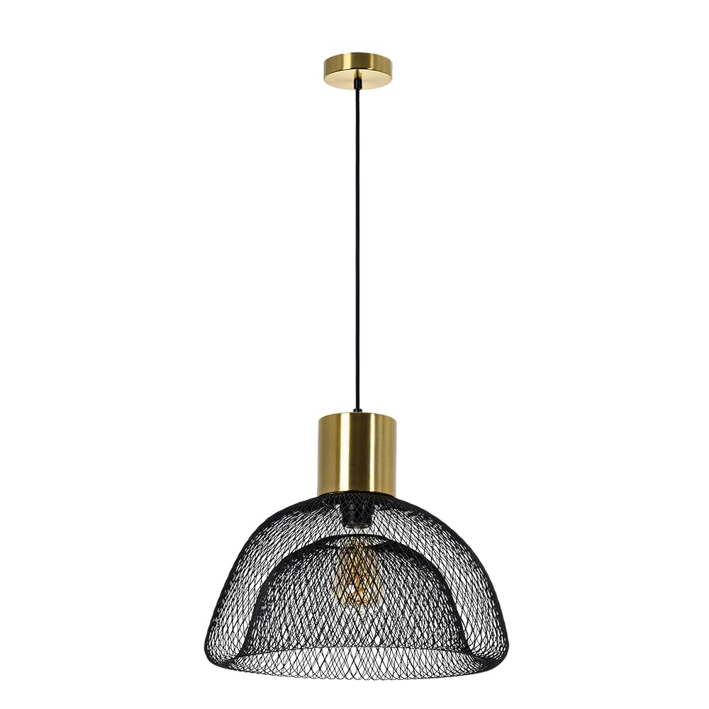 Lámpara colgante de techo para bombilla LED, metal negro, con cable y enchufe, luz interior para dormitorio